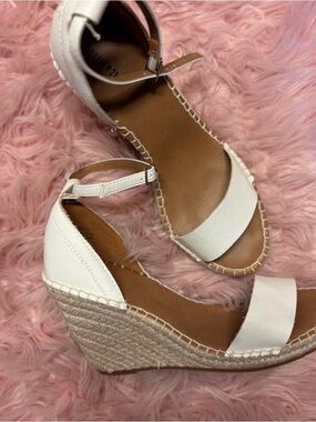 Forever 21 White Espadrille Wedge Sandals - Ankle Strap